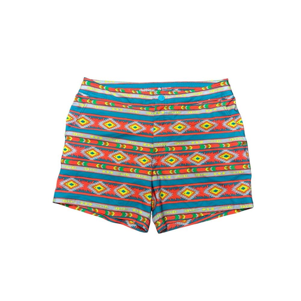 Chubbies Neon Aztec Mesh Lined Drawstring Board Shorts Swim Trunks Pockets Large